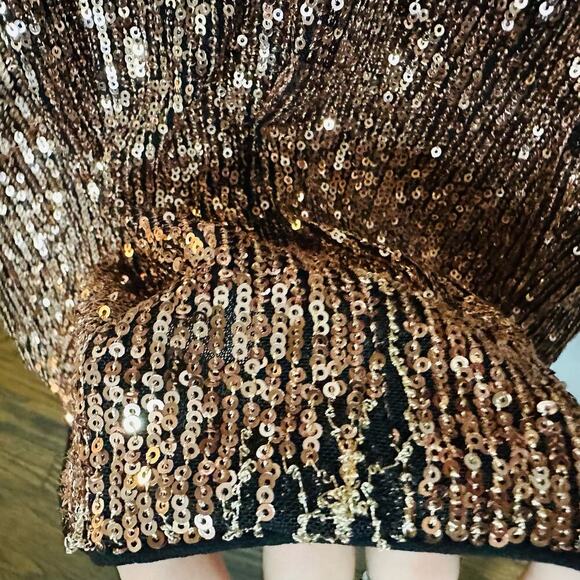 RACHEL RACHEL ROY Gold Sequined Sleeveless Suplice V-Neck Midi Dress Size 12 - Picture 8 of 9